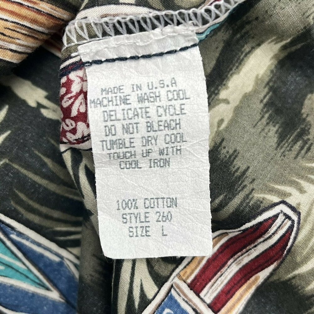 Kalaheo Mens Surfboard Palm Trees Hawaiian Shirt Green Large - Picture 8 of 8